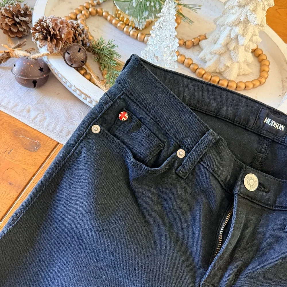 HUDSON Krista Ankle Super Skinny Black Denim Jeans Pants Slim 28 Like New